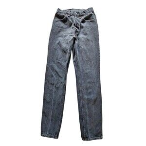 Vintage Levi's 501 Jeans Boys Size 7 24 X 30 Black Button Fly 90s Red Tab USA